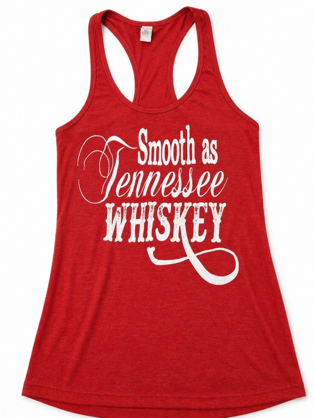 Women's Red Racerback Tank with White 'Smooth as Tennessee Whiskey' Sz Medium